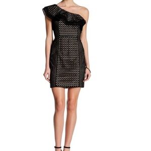 J. Crew Black Eyelet Lace Ruffle One-Shoulder Dress